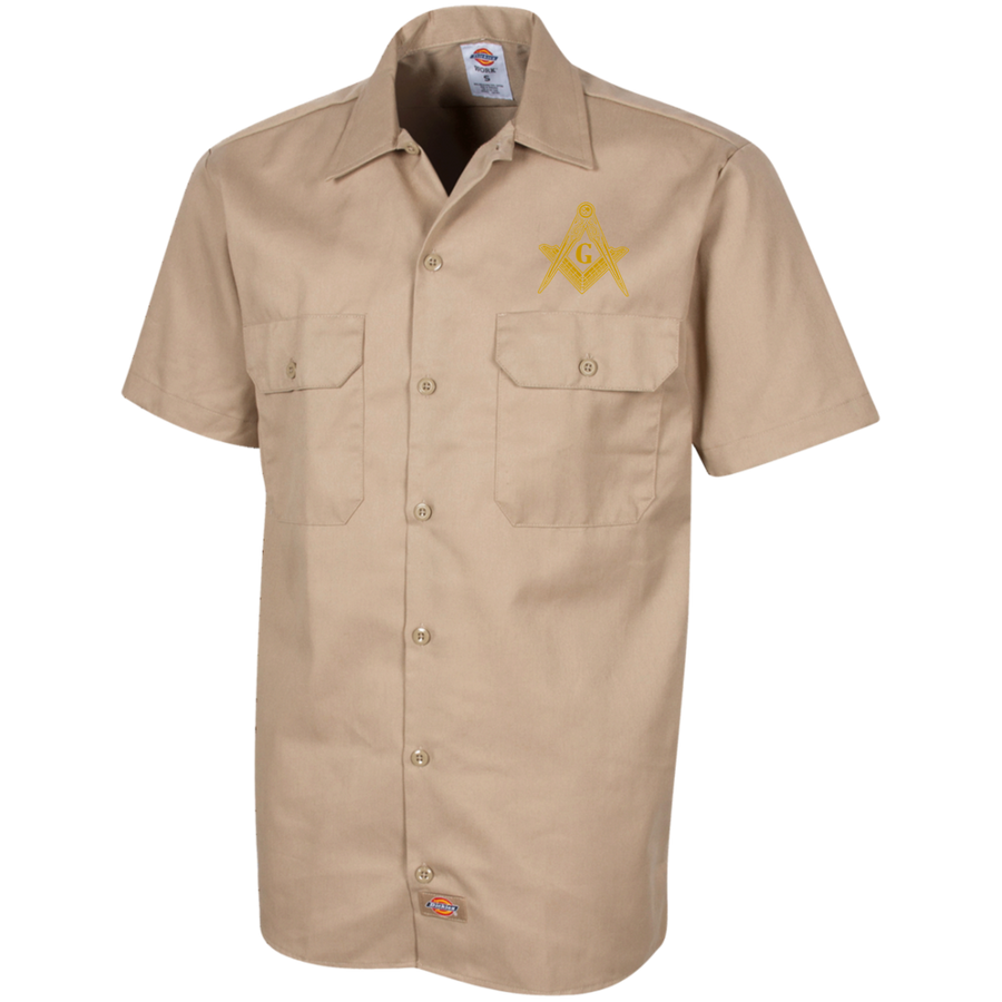 Official Dickie's Square & Compass Work Shirt [Small Tan]