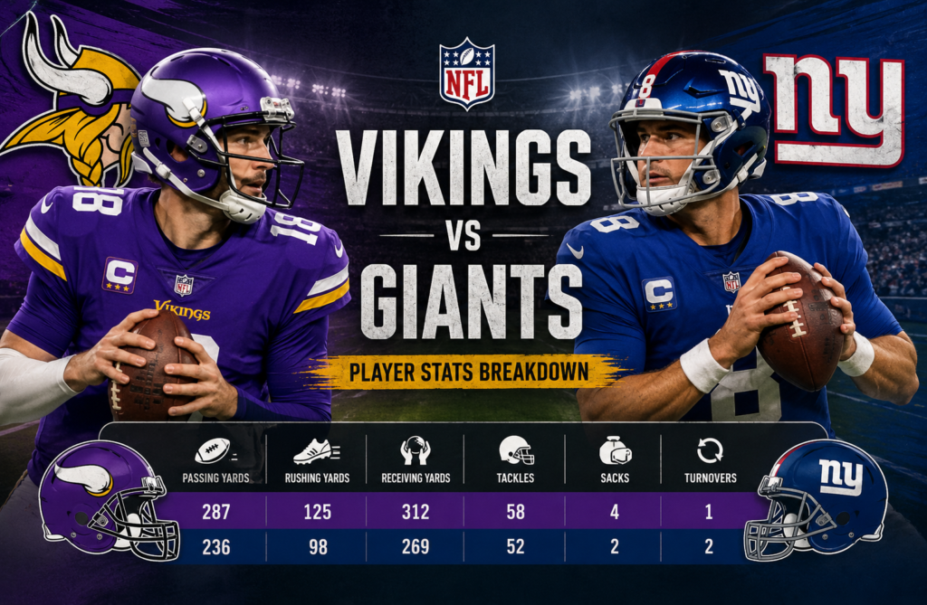 Minnesota Vikings vs New York Giants Match Player Stats