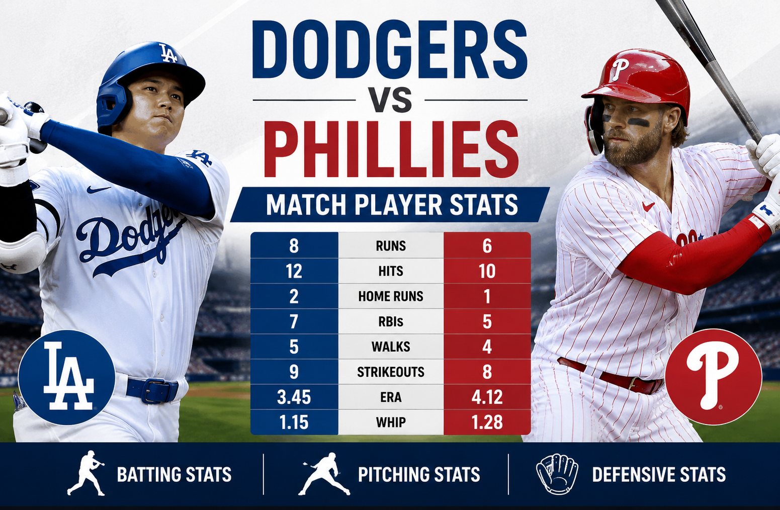 Dodgers vs Phillies Match Player Stats