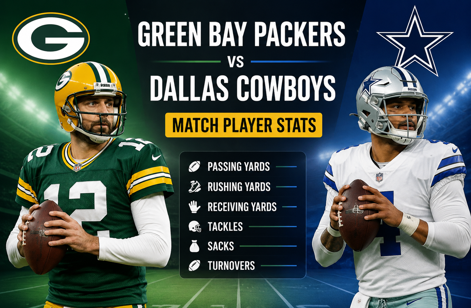 Green Bay Packers vs Dallas Cowboys Match Player Stats