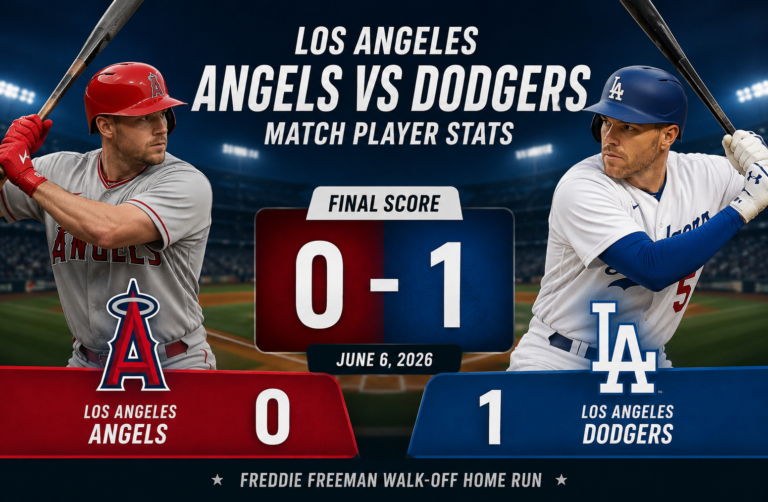 Los Angeles Angels vs Dodgers Match Player Stats