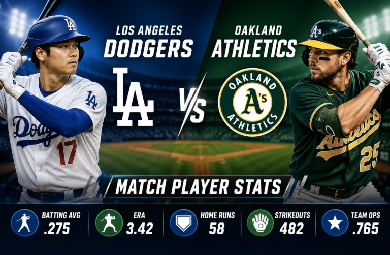 Los Angeles Dodgers vs Athletics Match Player Stats