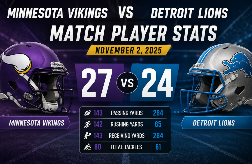 Minnesota Vikings vs Detroit Lions Match Player Stats