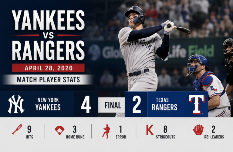 New York Yankees vs Texas Rangers Match Player Stats