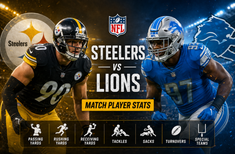 Pittsburgh Steelers vs Detroit Lions Match Player Stats