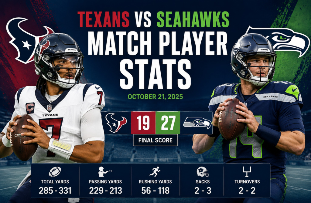 Texans vs Seahawks Match Player Stats