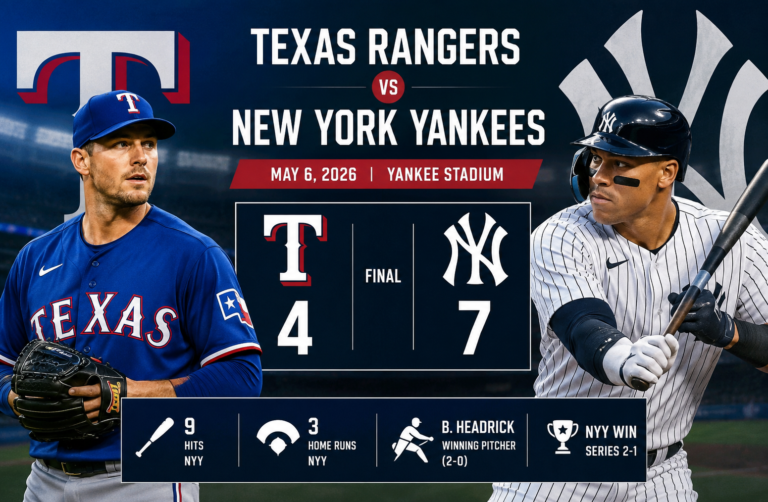 Texas Rangers vs New York Yankees Match Player Stats