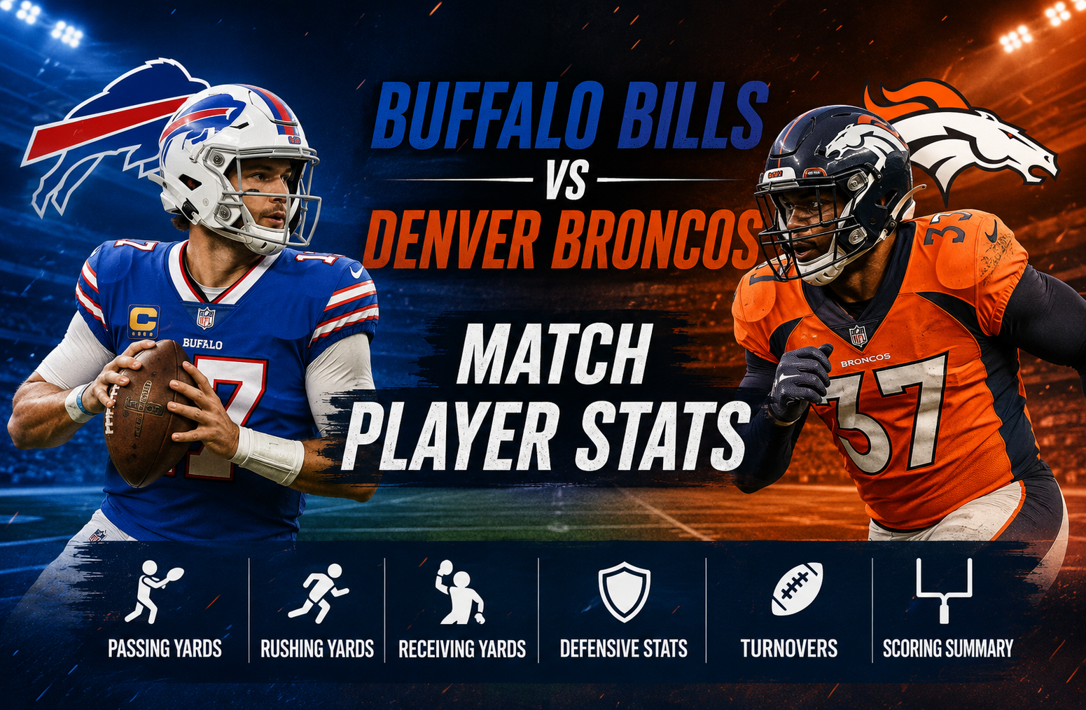 buffalo bills vs denver broncos match player stats