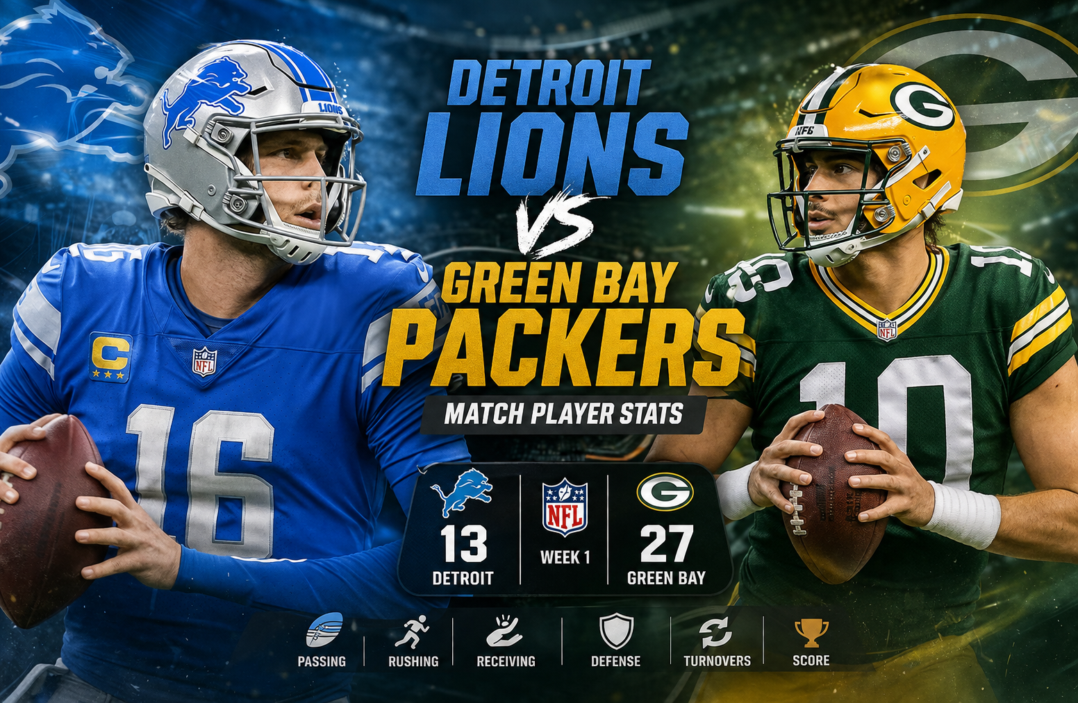 Detroit Lions vs Green Bay Packers Match Player Stats