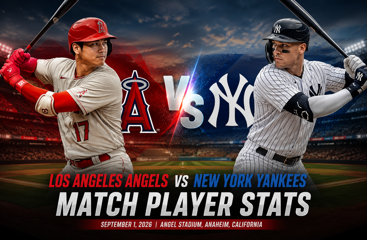 Los Angeles Angels vs New York Yankees Match Player Stats