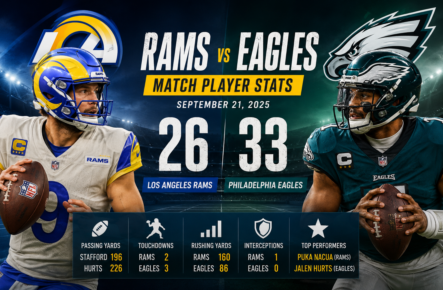 Los Angeles Rams vs Philadelphia Eagles Match Player Stats