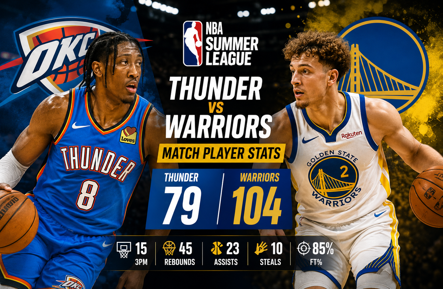 Oklahoma City Thunder vs Golden State Warriors Match Player Stats