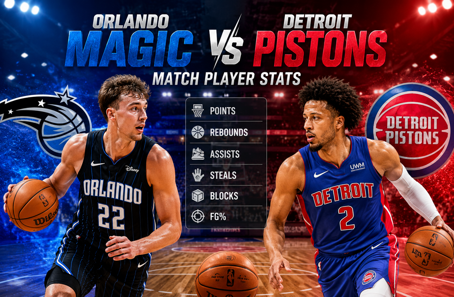 Orlando Magic vs Detroit Pistons Match Player Stats