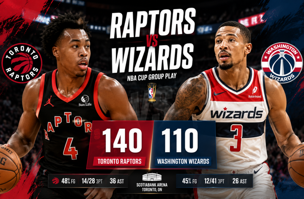 toronto raptors vs washington wizards match player stats