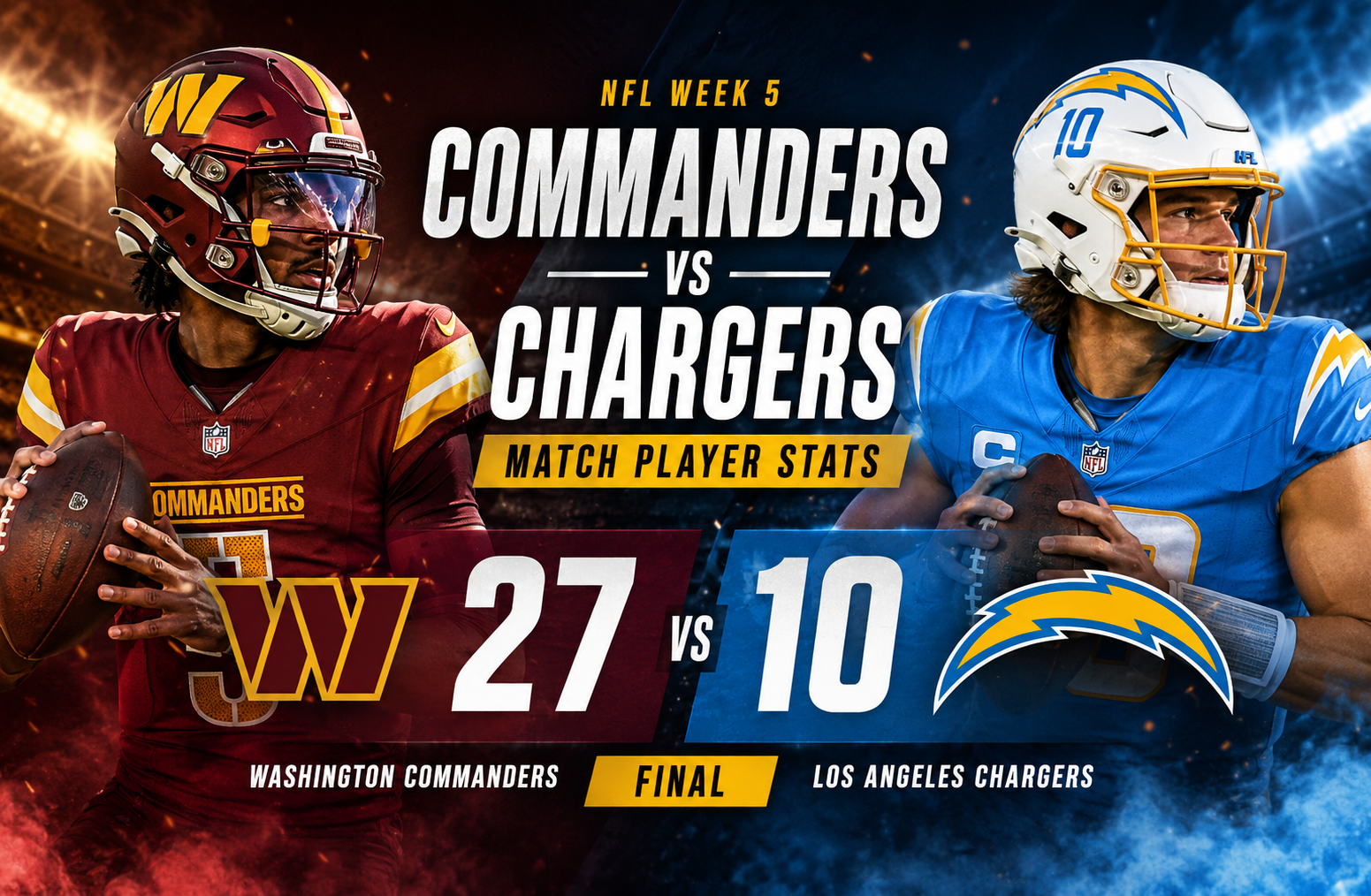 Washington Commanders vs Chargers Match Player Stats
