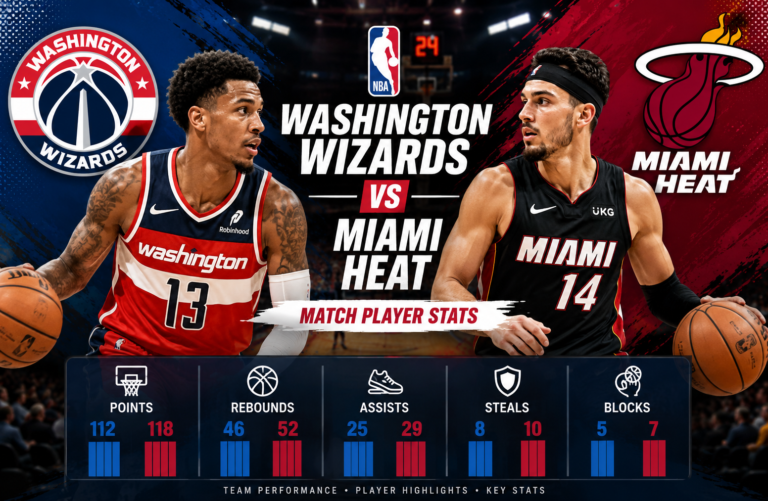 Washington Wizards vs Miami Heat Match Player Stats