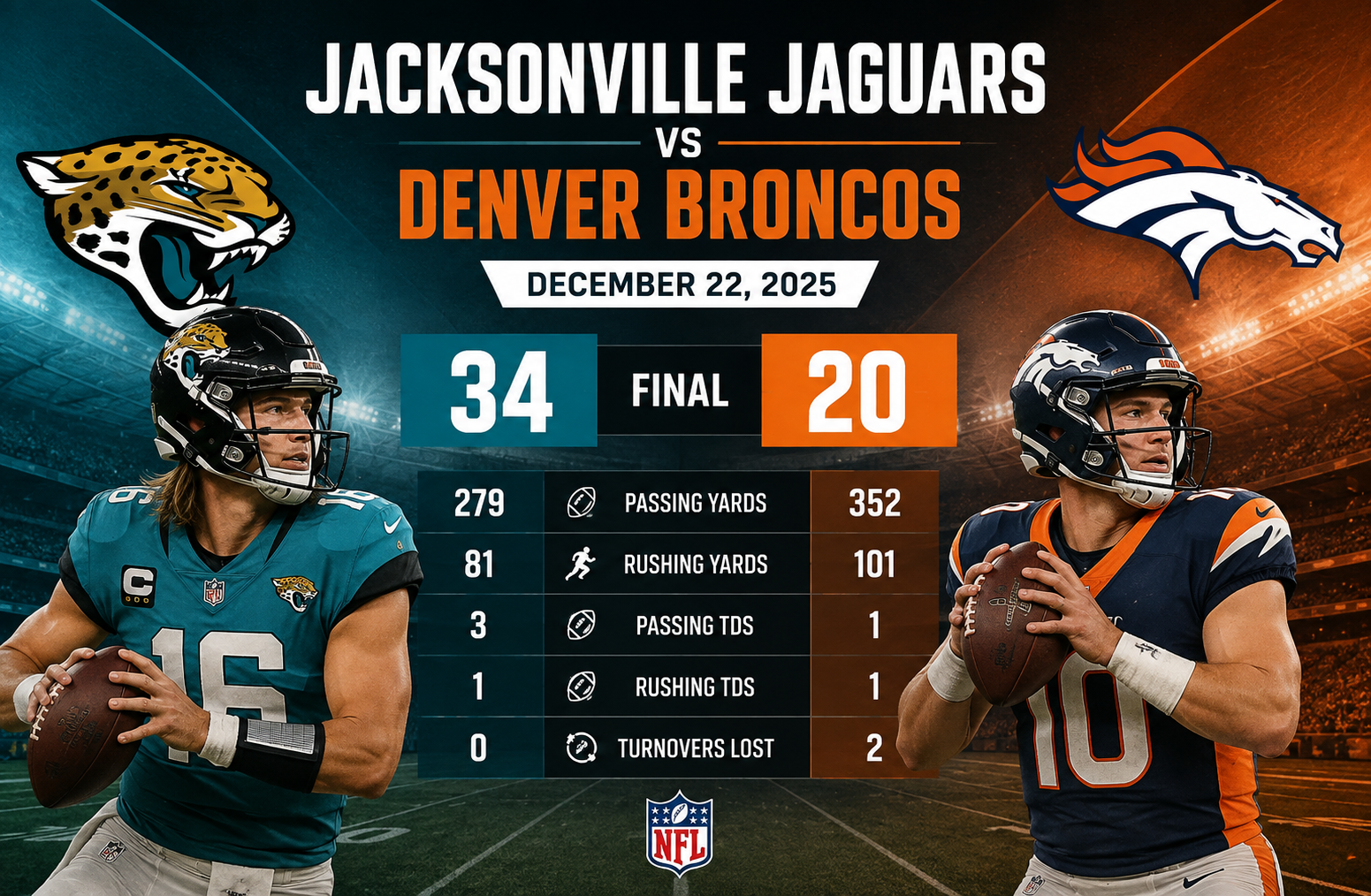 Jacksonville Jaguars vs Denver Broncos Match Player Stats