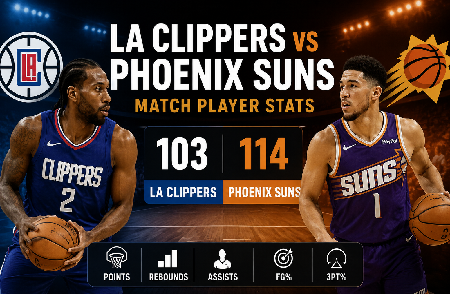 LA Clippers vs Phoenix Suns Match Player Stats