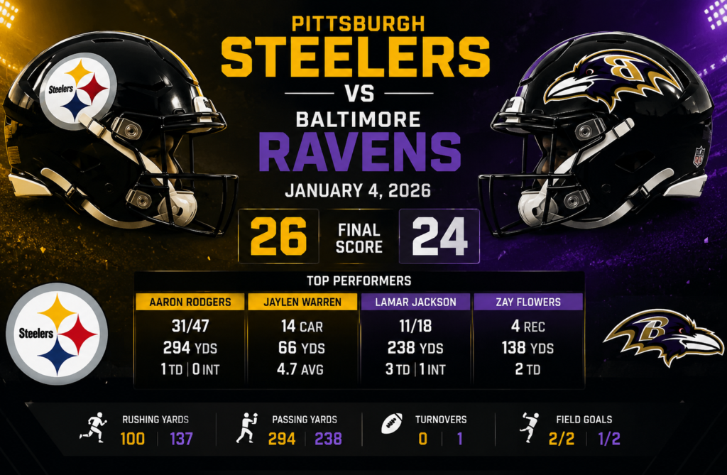 Pittsburgh Steelers vs Baltimore Ravens Match Player Stats