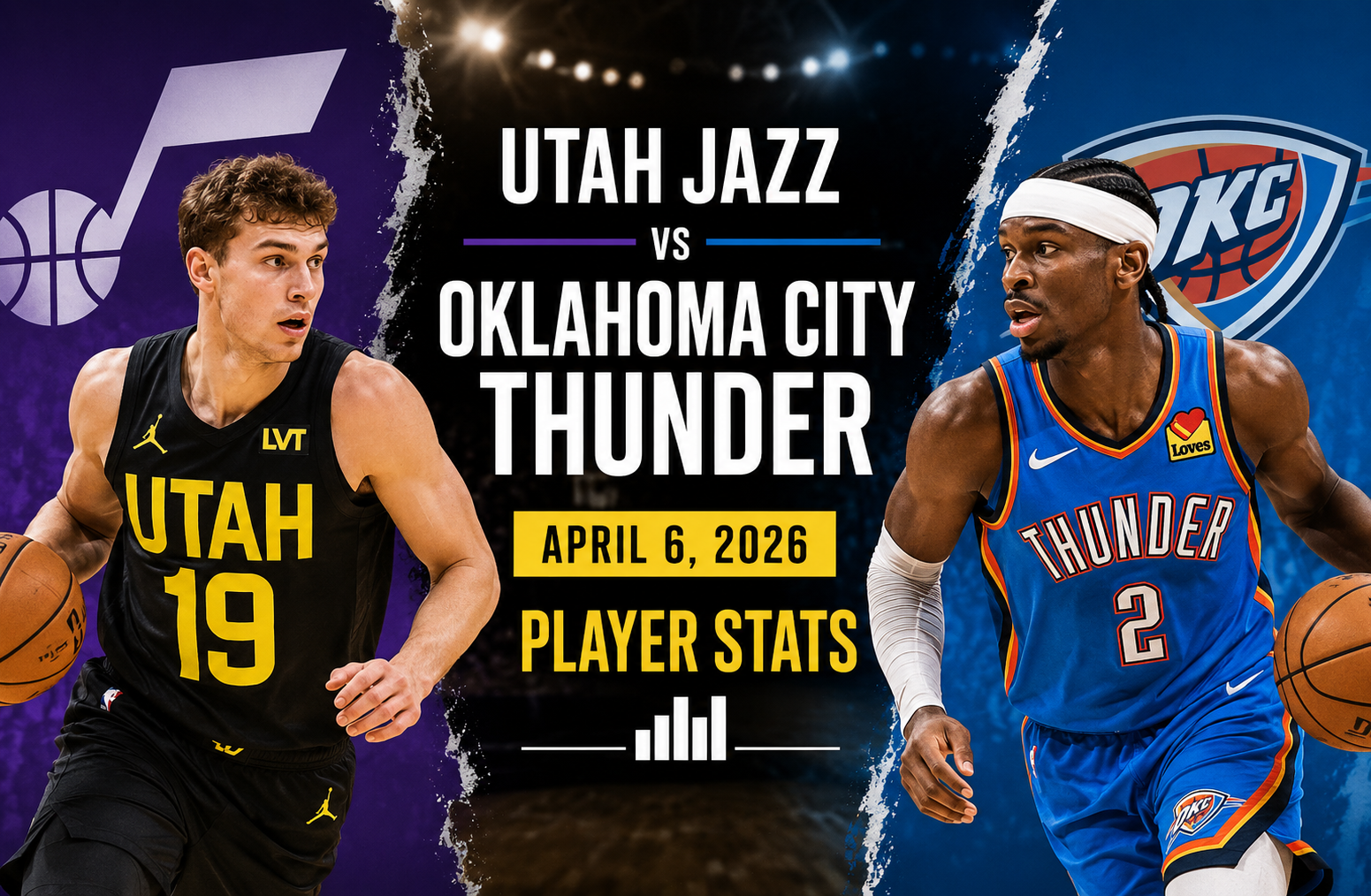 Utah Jazz vs Oklahoma City Thunder Match Player Stats