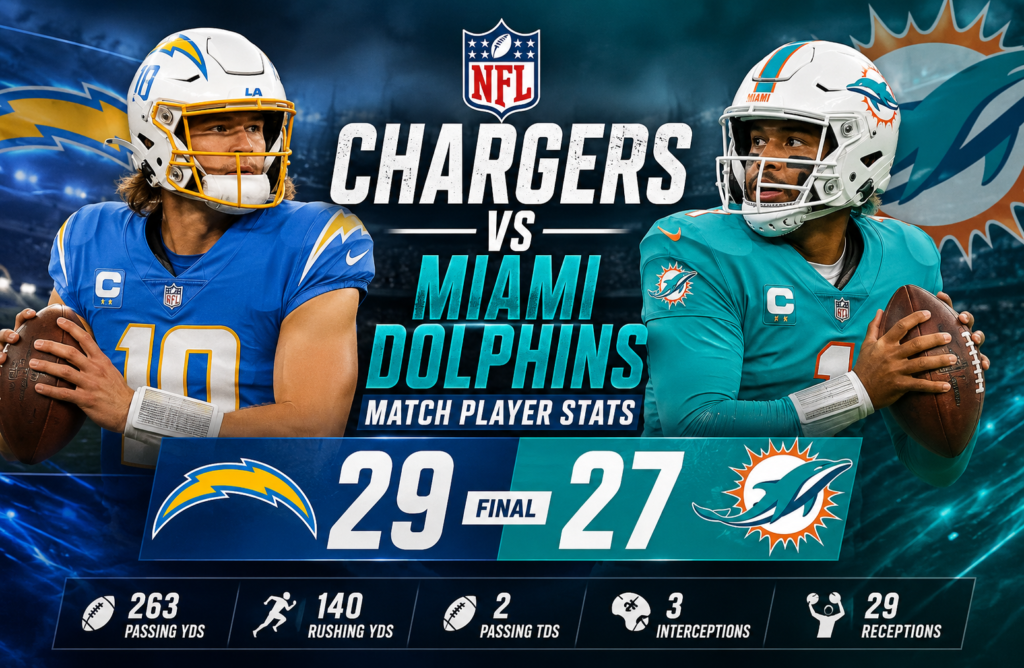 chargers vs miami dolphins match player stats