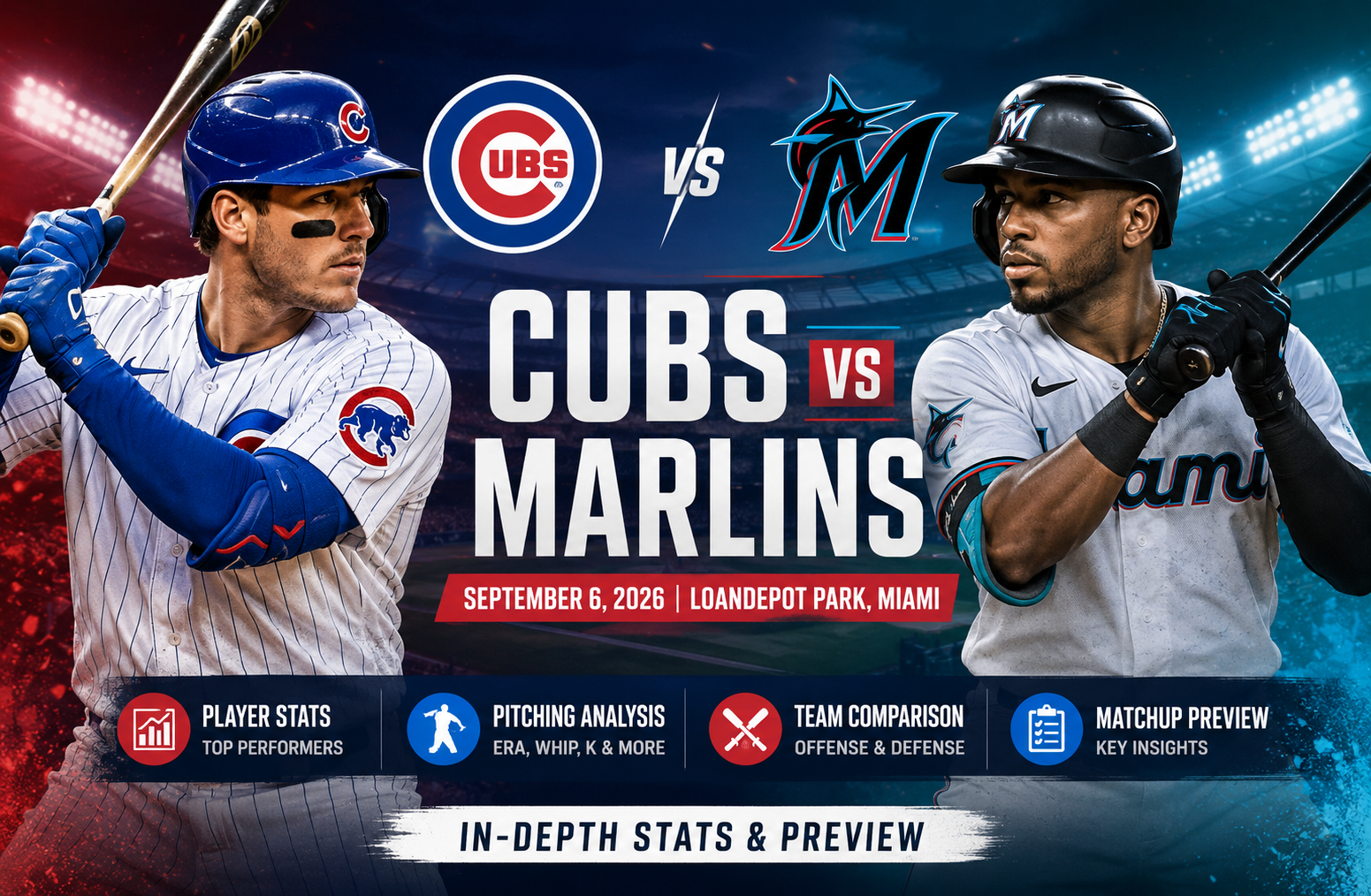 chicago cubs vs miami marlins match player stats