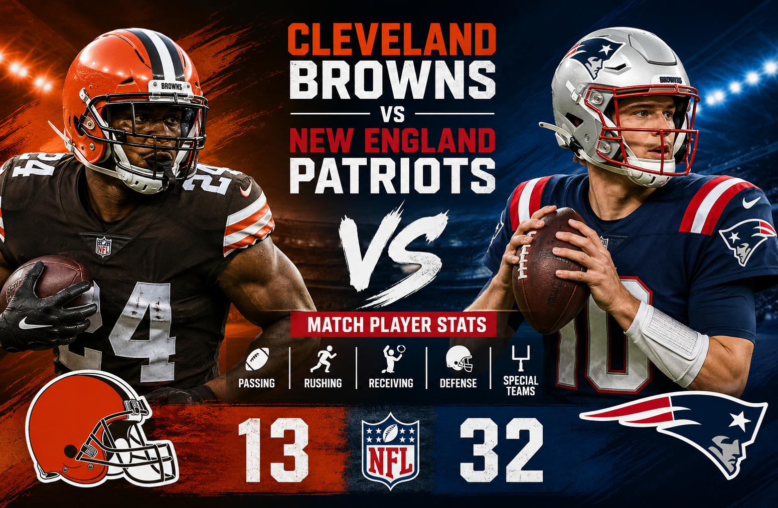 Cleveland Browns vs New England Patriots Match Player Stats