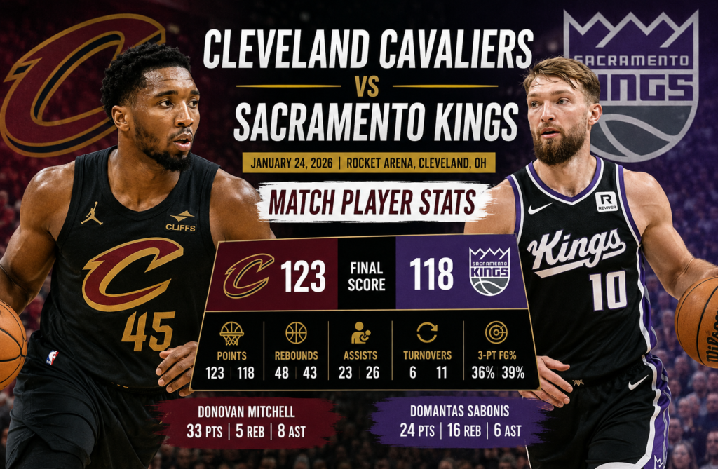 cleveland cavaliers vs sacramento kings match player stats