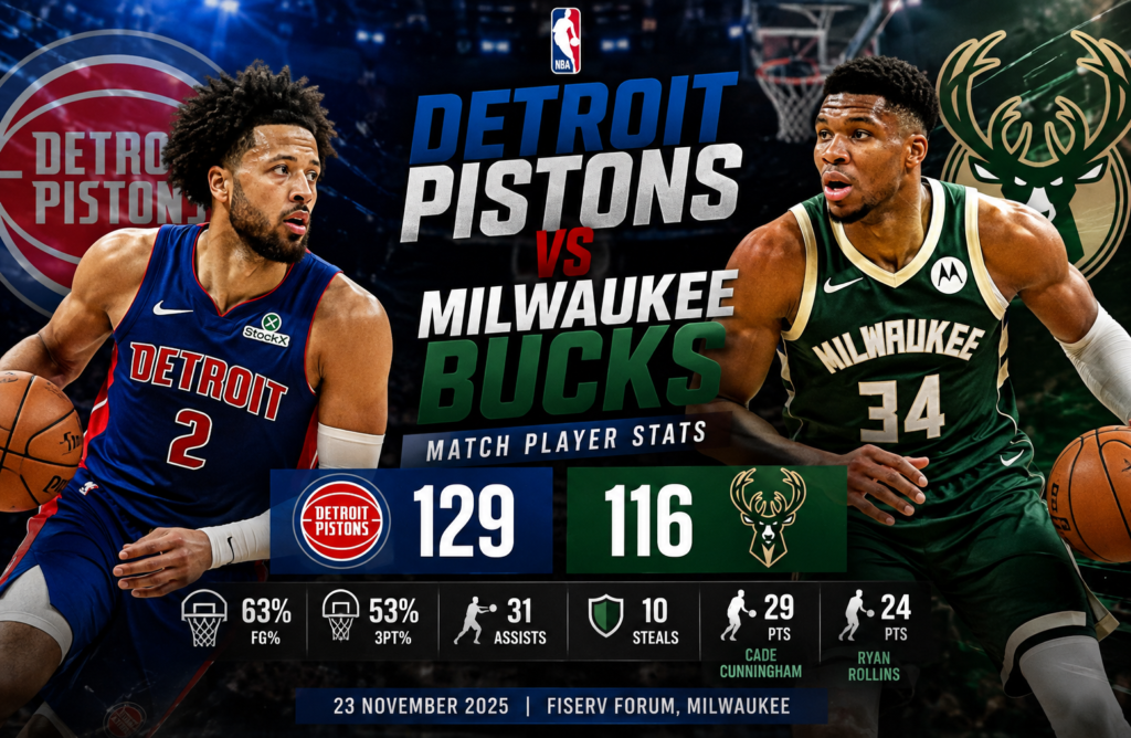 detroit pistons vs milwaukee bucks match player stats