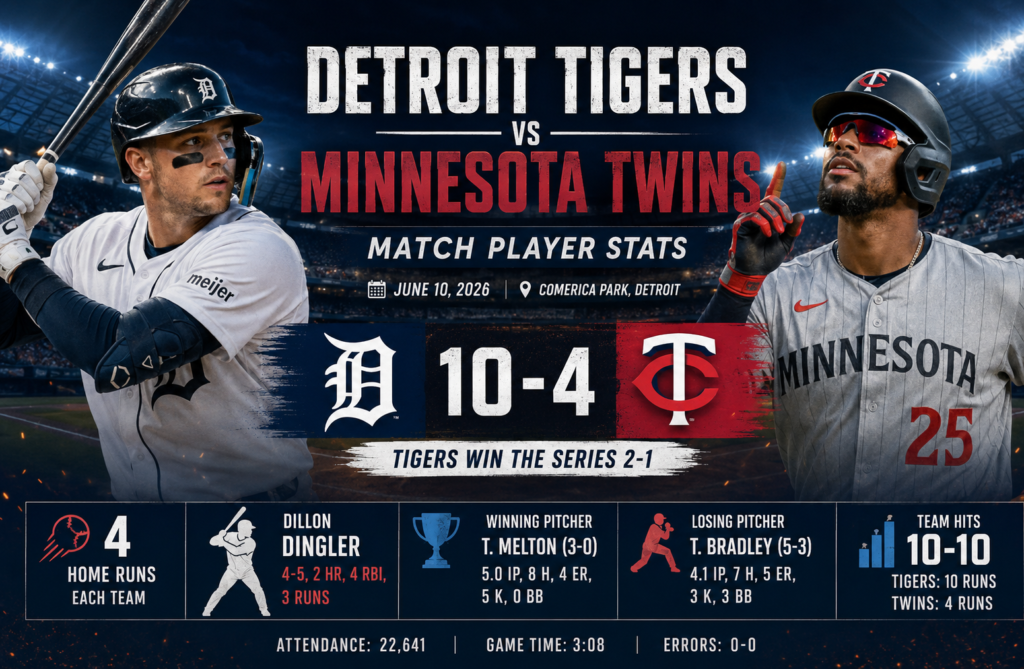 detroit tigers vs minnesota twins match player stats
