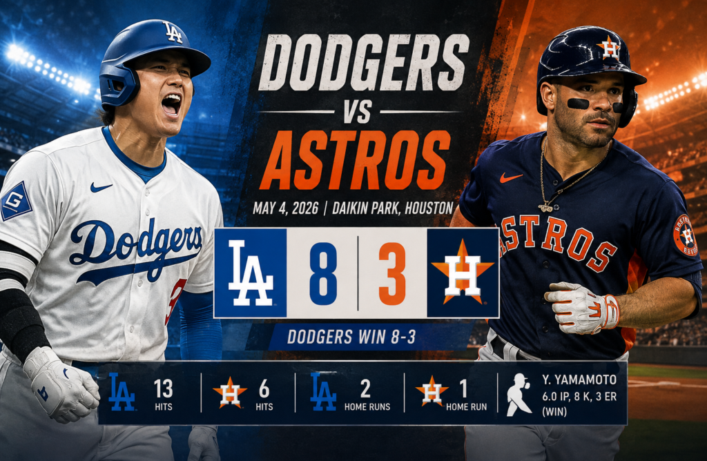 dodgers vs houston astros match player stats