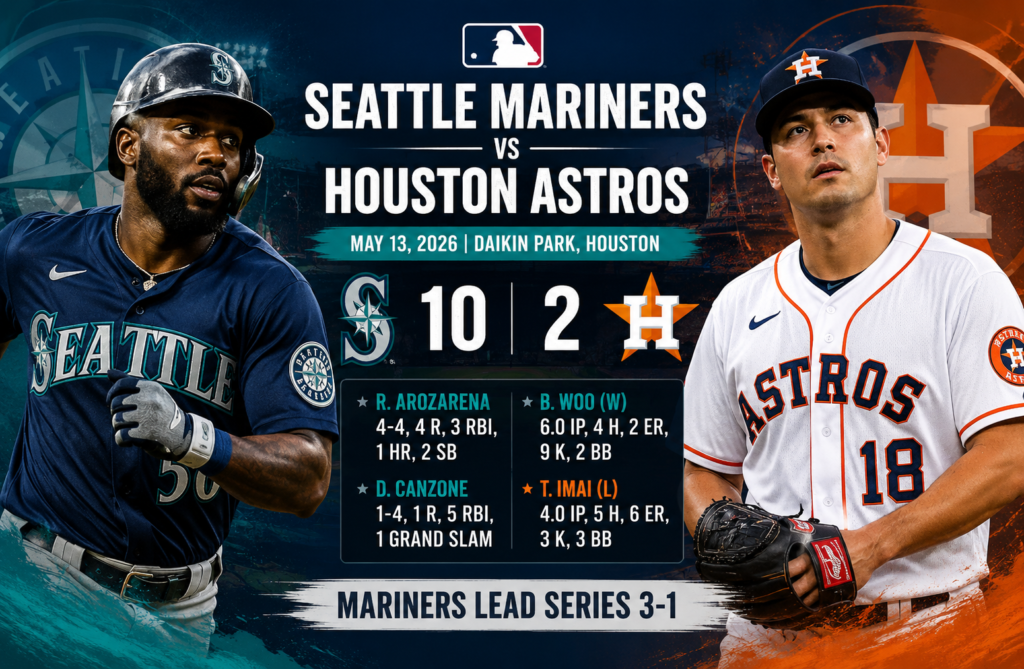houston astros vs seattle mariners match player stats