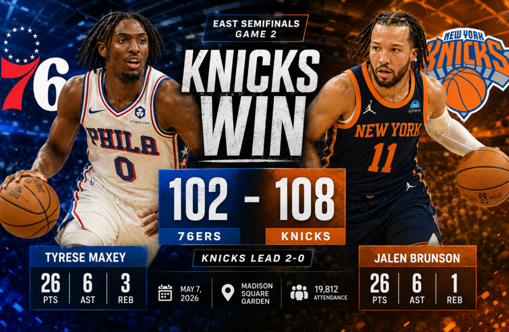 knicks vs 76ers match player stats