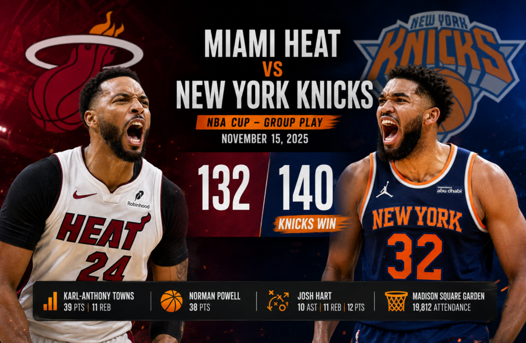 miami heat vs knicks match player stats