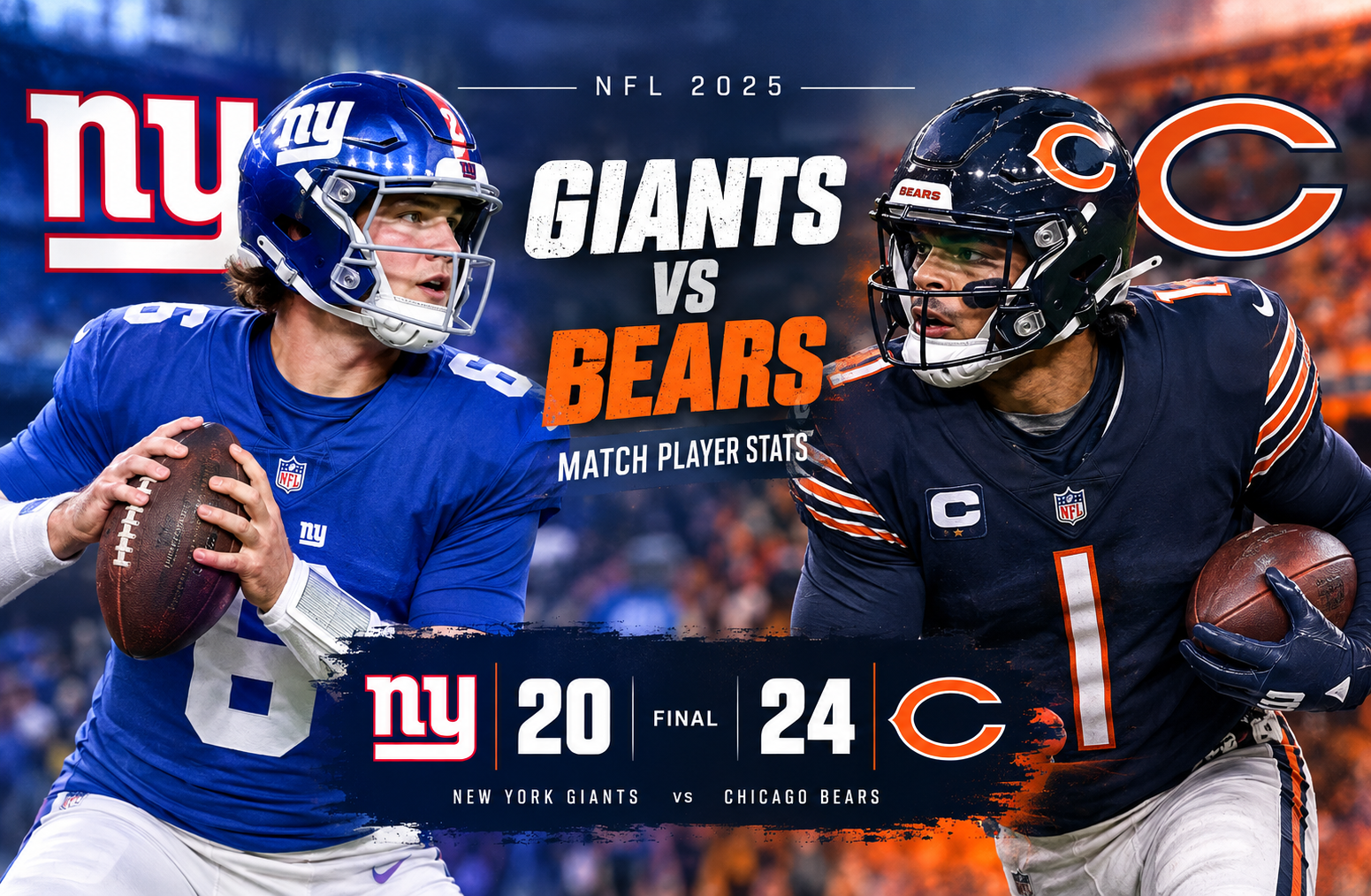 new york giants vs chicago bears match player stats