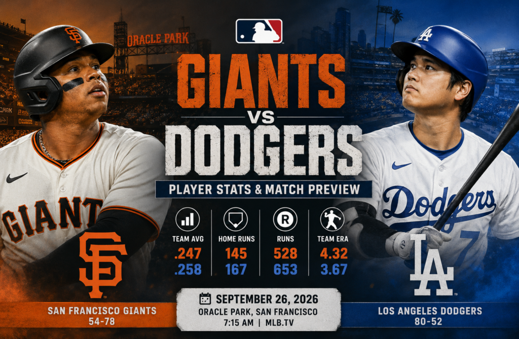 San Francisco Giants vs Dodgers Match Player Stats