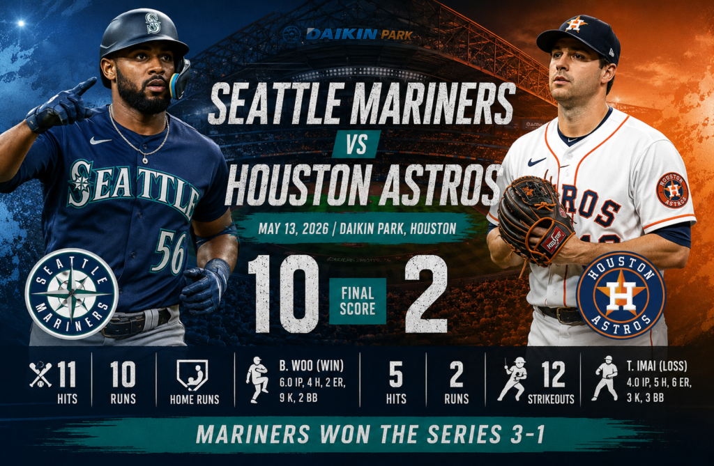 seattle mariners vs houston astros match player stats