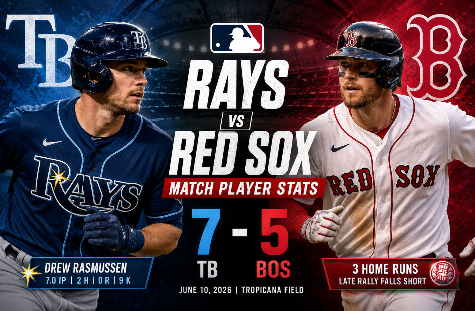tampa bay rays vs red sox match player stats