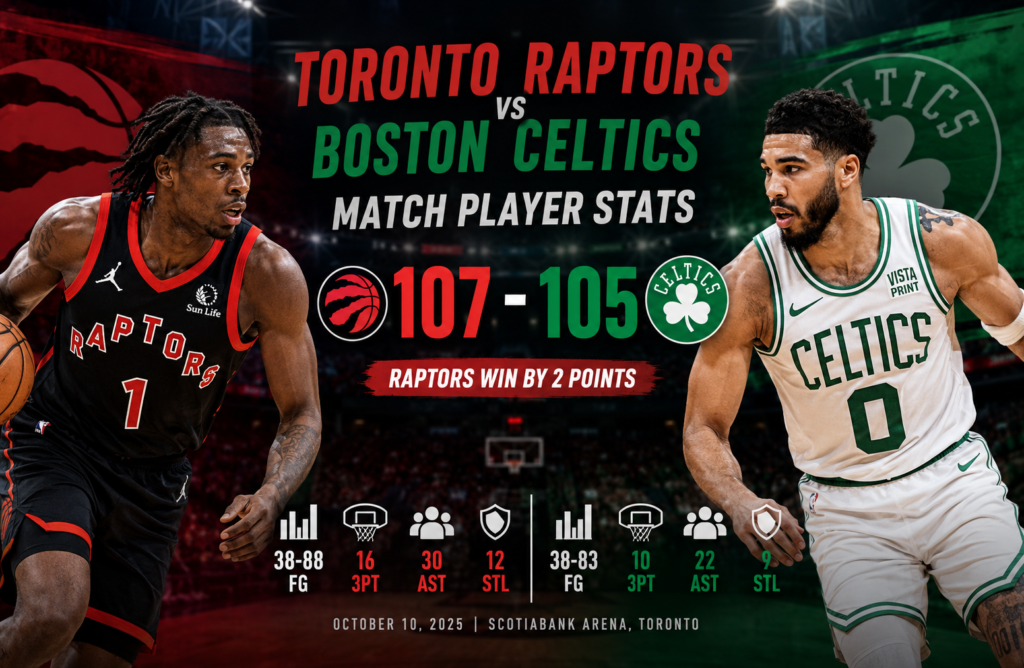 toronto raptors vs celtics match player stats