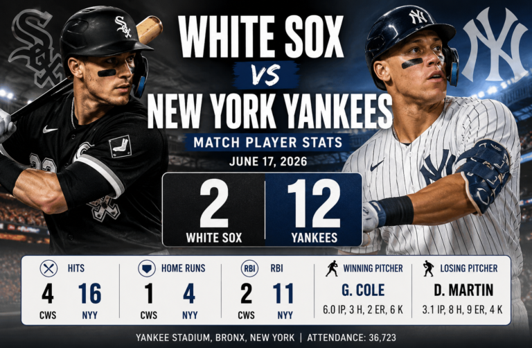 white sox vs new york yankees match player stats
